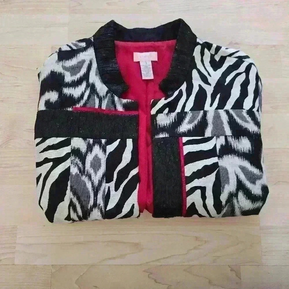 Chicos animal print blazer size 1 vintage - Picture 1 of 7